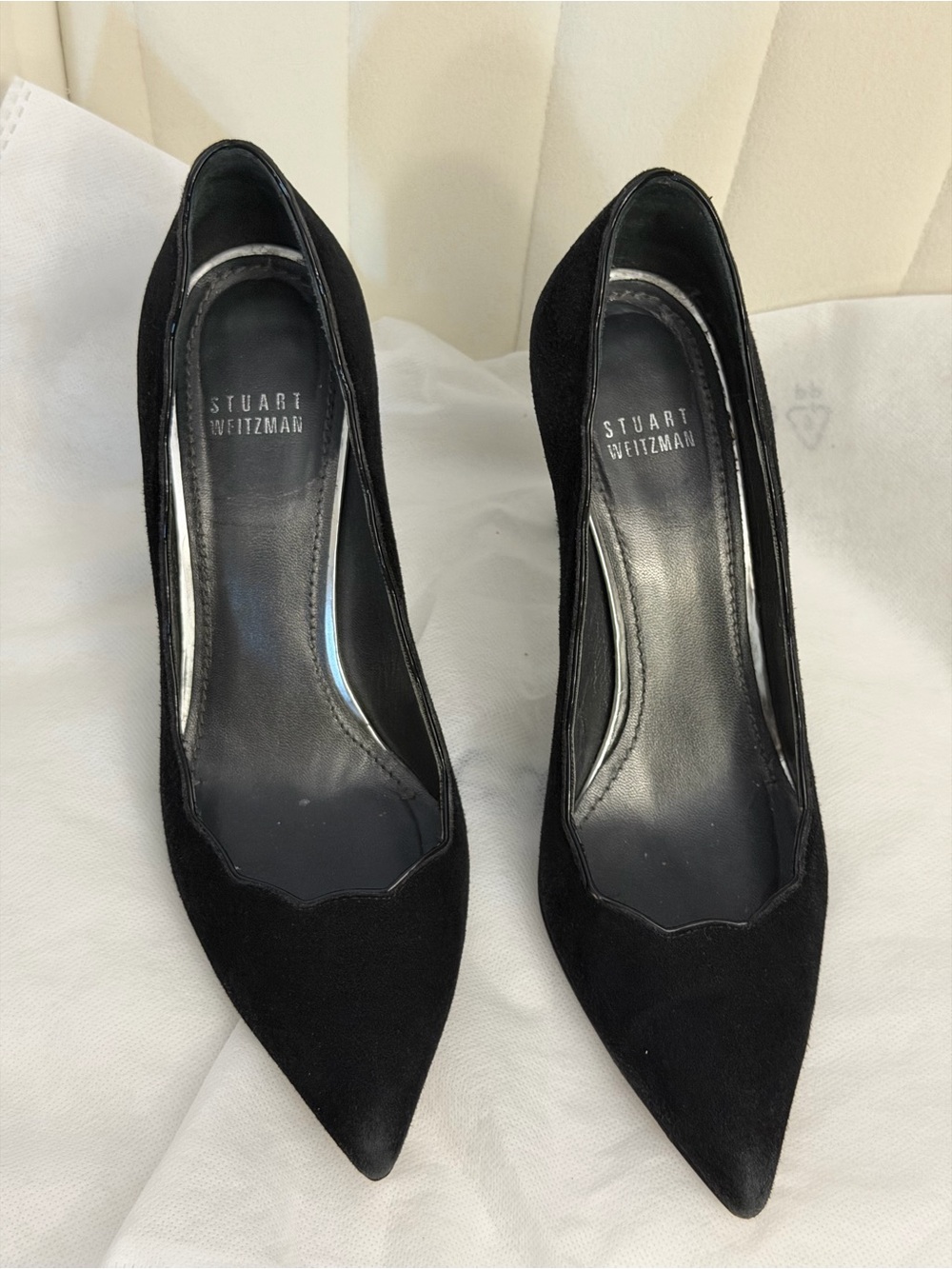 Stuart Weitzman Black Suede Pointed Toe Pumps